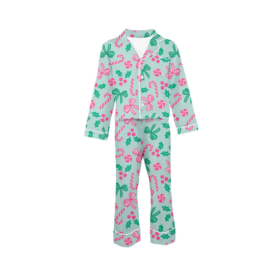 Mint Holly Jolly print pajamas