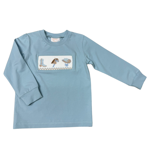 Little Cowboy smocked long sleeve shirt
