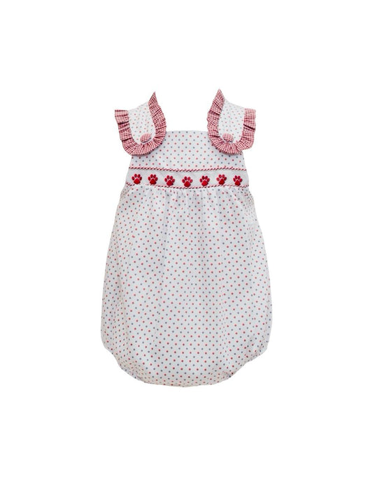 Maroon Bitty Dot Bulldog Paw ribbon bubble
