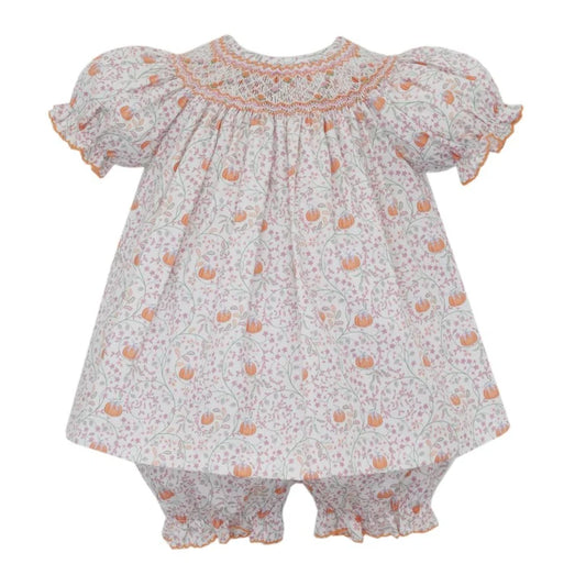 Tiny Pink floral knit bishop bloomer set