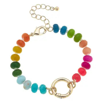Lucy Gemstone beaded charm bracelet