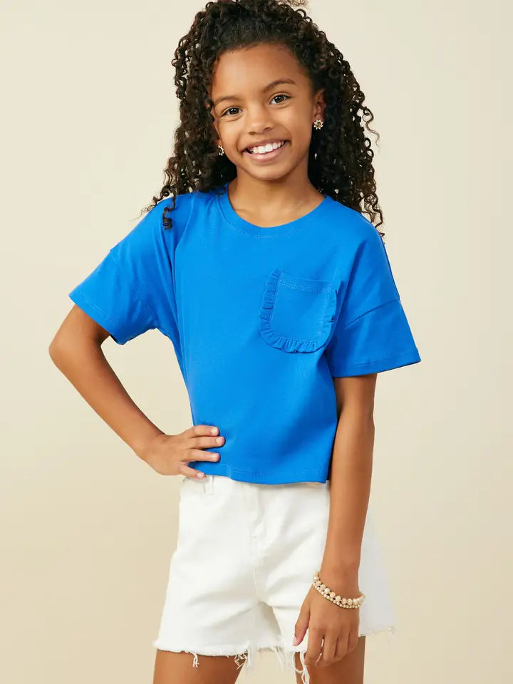 Girls Ruffle Pocket Knit T Shirt