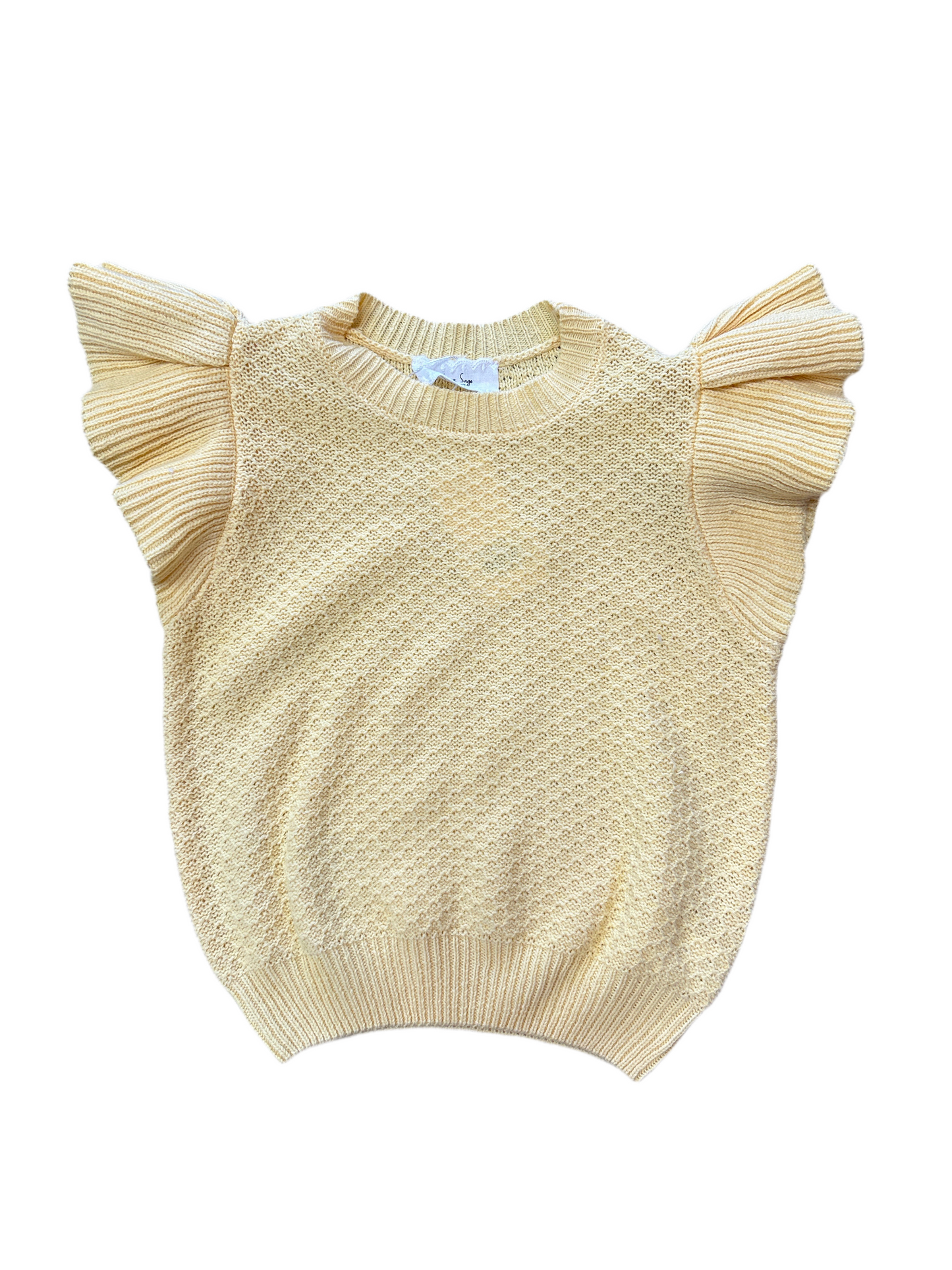 Pearl ruffle cap sleeve top