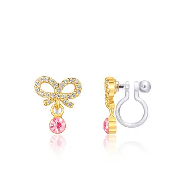 Crystal Bow w/ CZ Clip-On Earrings