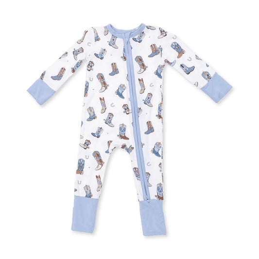 Mini Cowboy Boots - 2 Way Zipper Footie