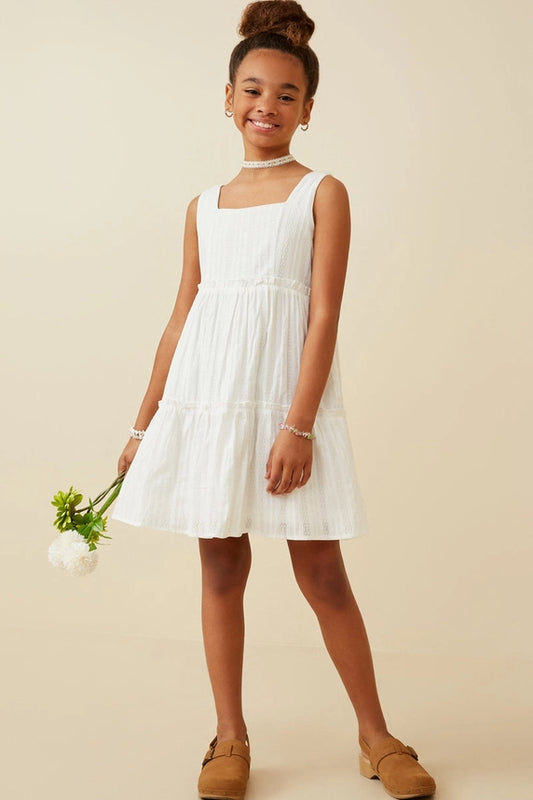Off White Ruffle Tiered Dress