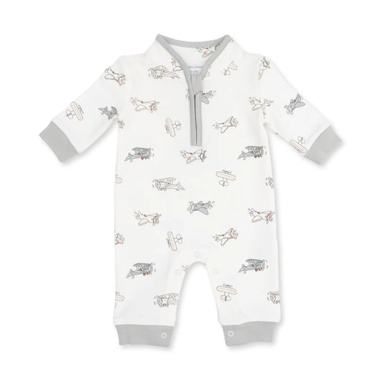 Vintage Airplane Pilots - Zip Neck Romper