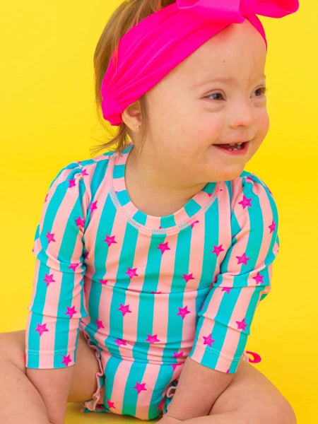 neon star party one piece rash