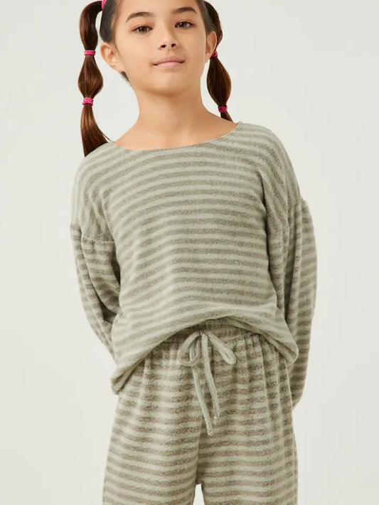 Girls Brushed Stripe Knit Top