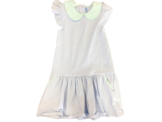 Genevieve Dress-Blue Stripe/Mint
