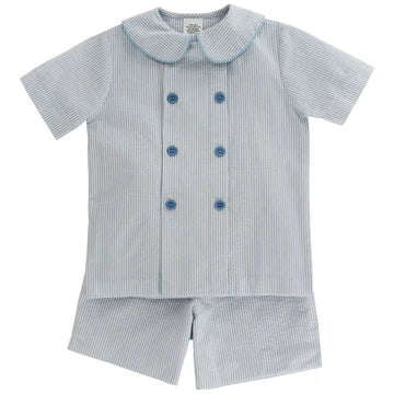 Sunday Stroll blue dressy short set
