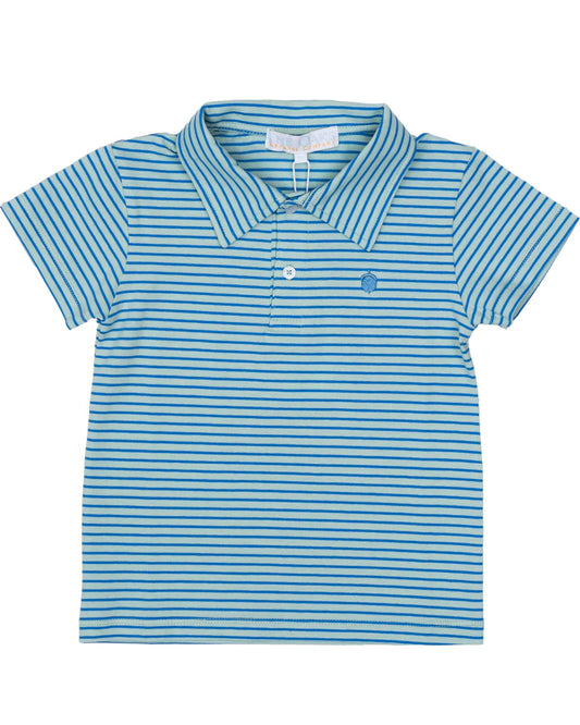 blue/green striped polo
