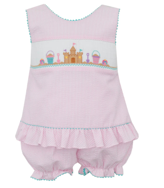 CASTLE BEACH Pink seersucker bloomer set