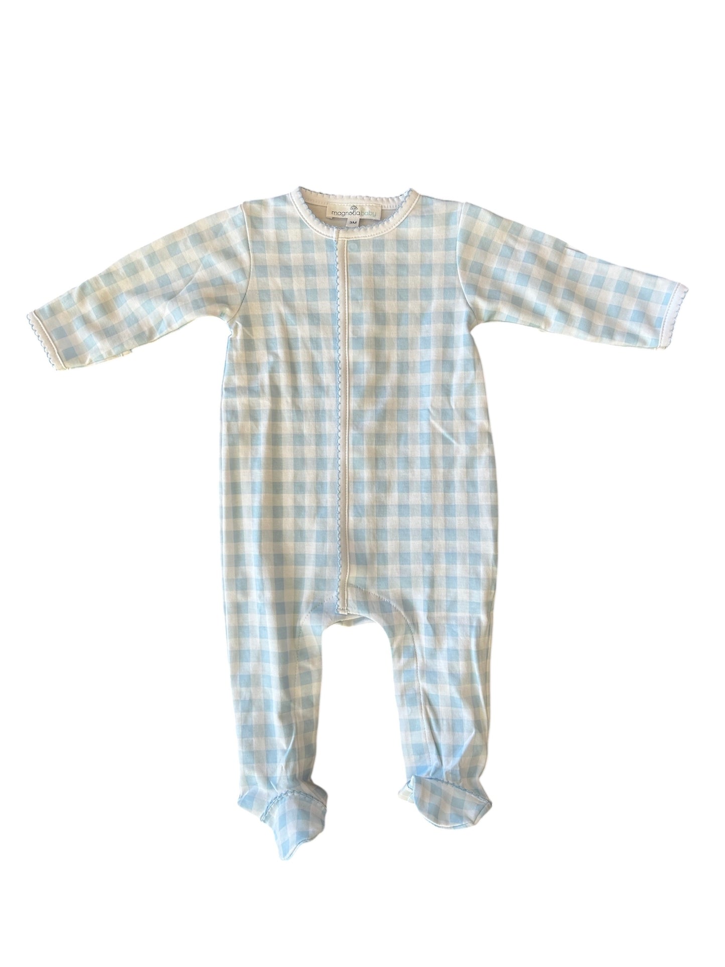 Baby checks blue footie