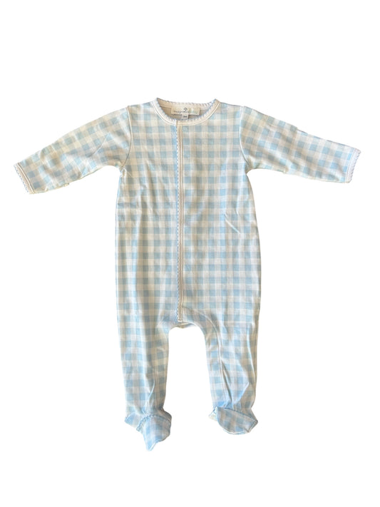 Baby checks blue footie