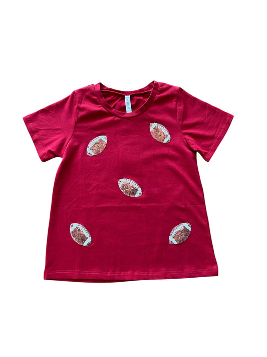 Burgandy football tee