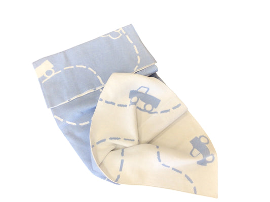 Blue/White Car and Truck Blanket