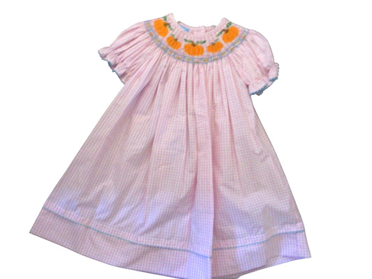 Pink Gingham Pumpkin Bishop w/pockets