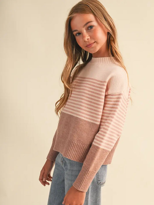 Tween Kids Girls Drop Shoulder Sweater