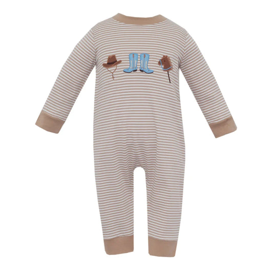 Cowboy knit stripe long romper