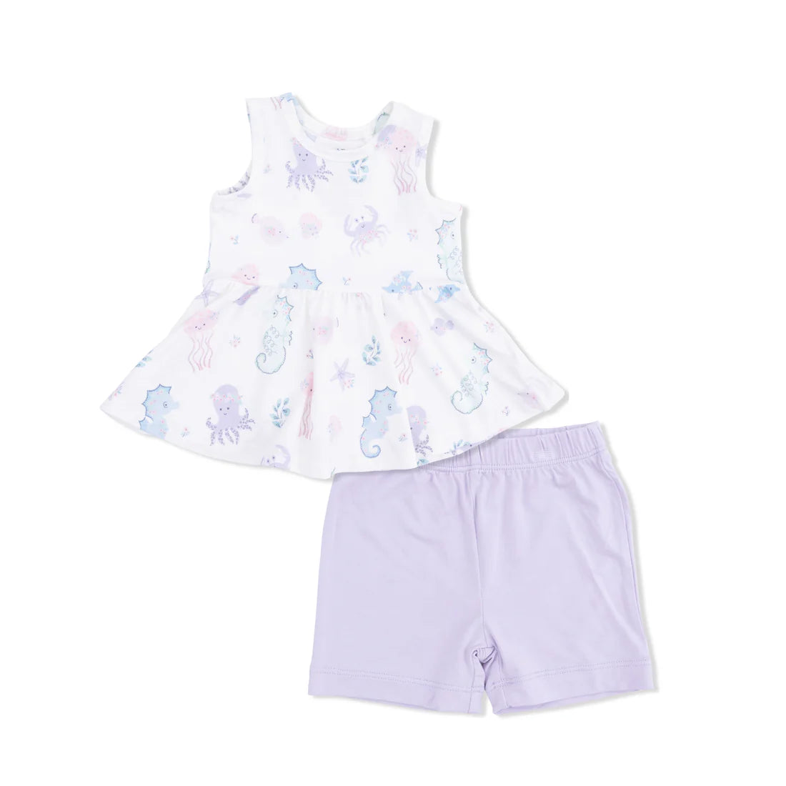 Floral Sea Creatures Top and Bike Short