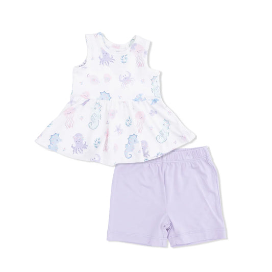 Floral Sea Creatures Top and Bike Short
