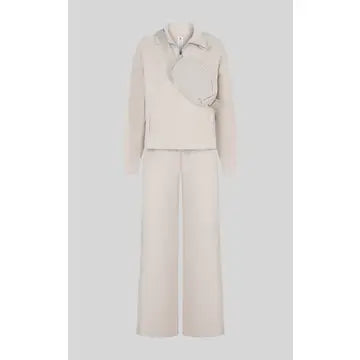Cream Half Zip, Wide Pants
