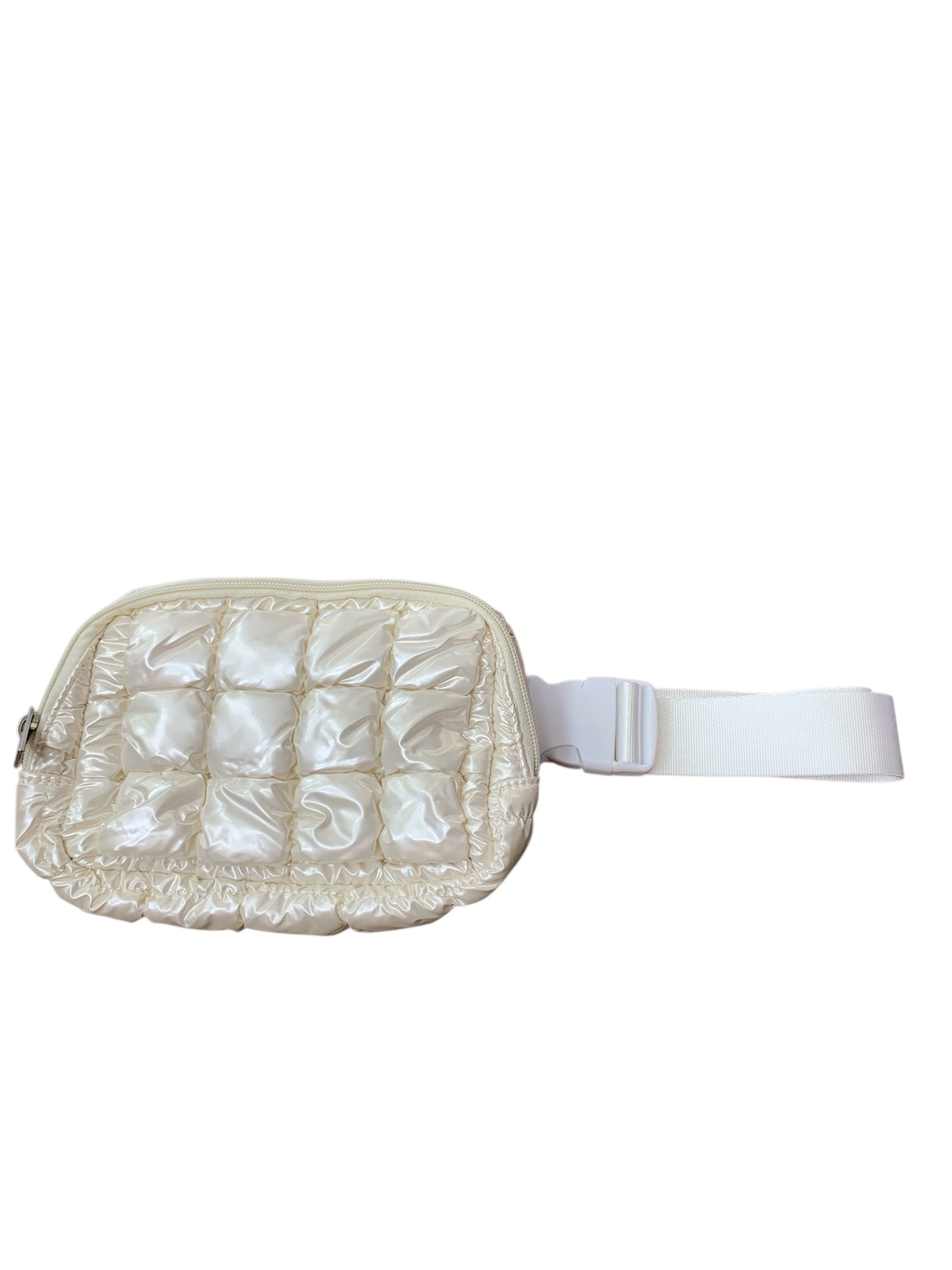 Pearl White Puffer Belt Bag