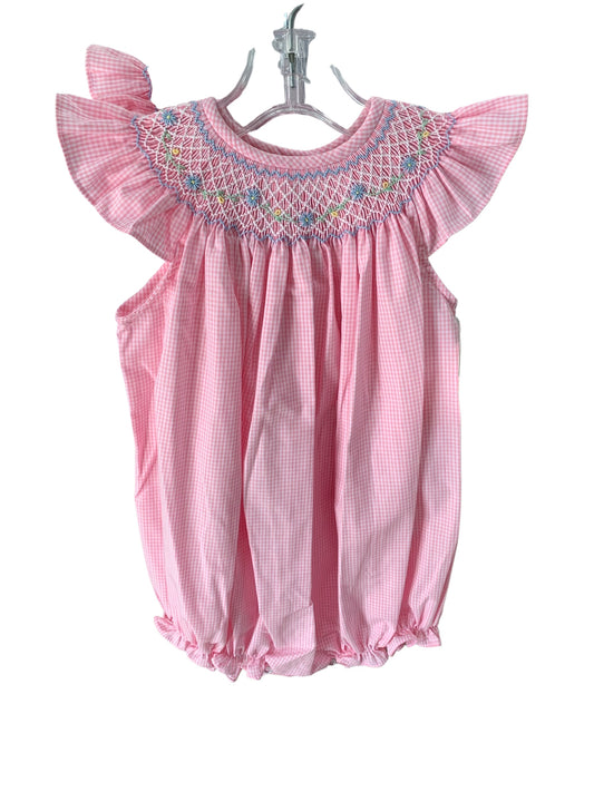 Pink floral smocked bubble