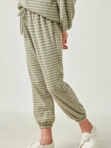 Girls Drawstring Waist Striped Jogger
