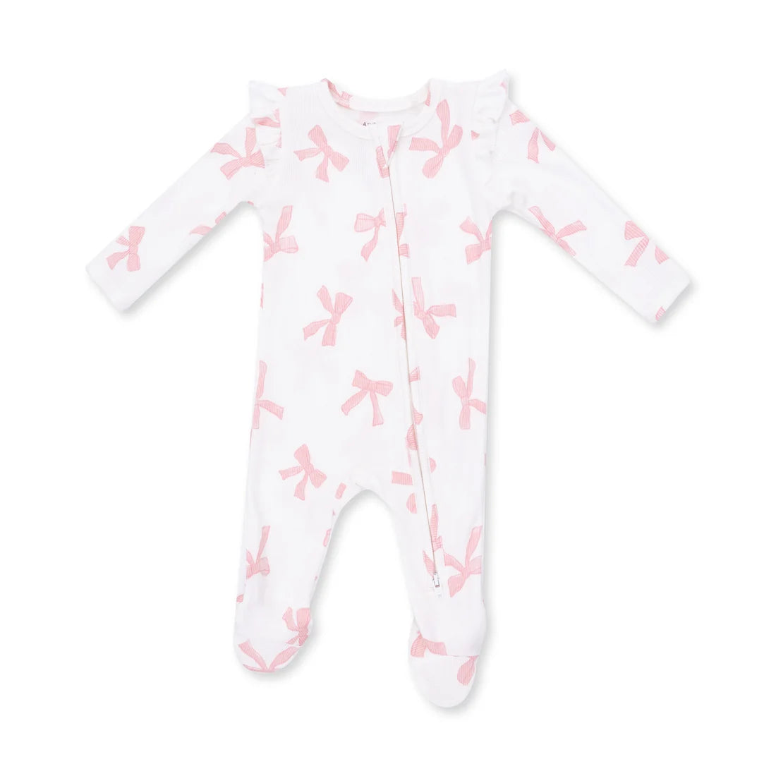 Pretty Bows - 2 Way Ruffle Sleeve Zipper Footie