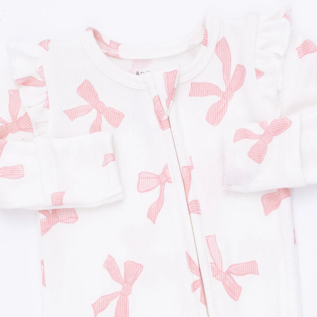 Pretty Bows - 2 Way Ruffle Sleeve Zipper Footie