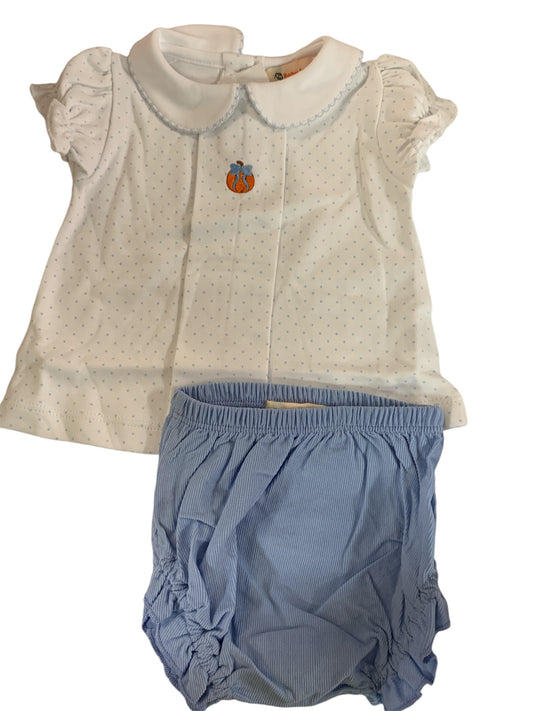 Pumpkin with Bow light blue dot