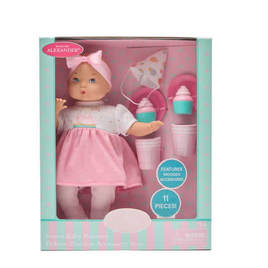 Madame Alexander 12-inch Sweet Baby Nursery Deluxe Wooden Accessory Set, Party