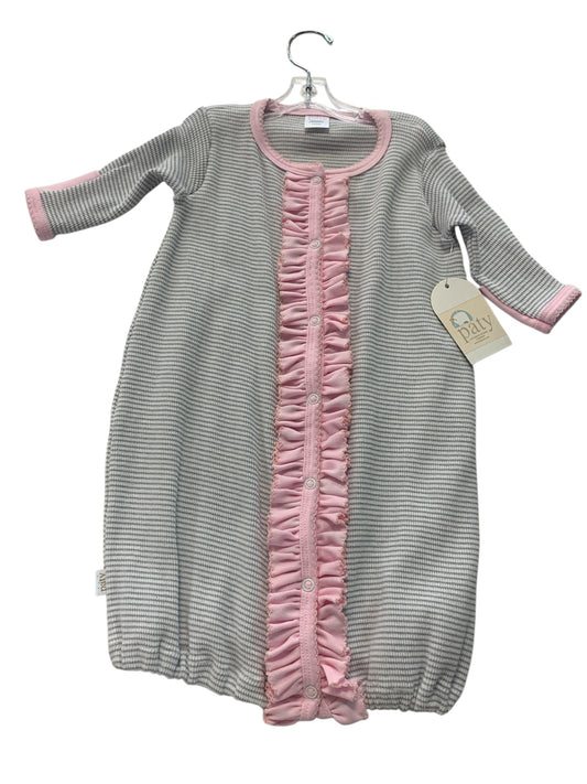 Grey stripe with pink trim gown