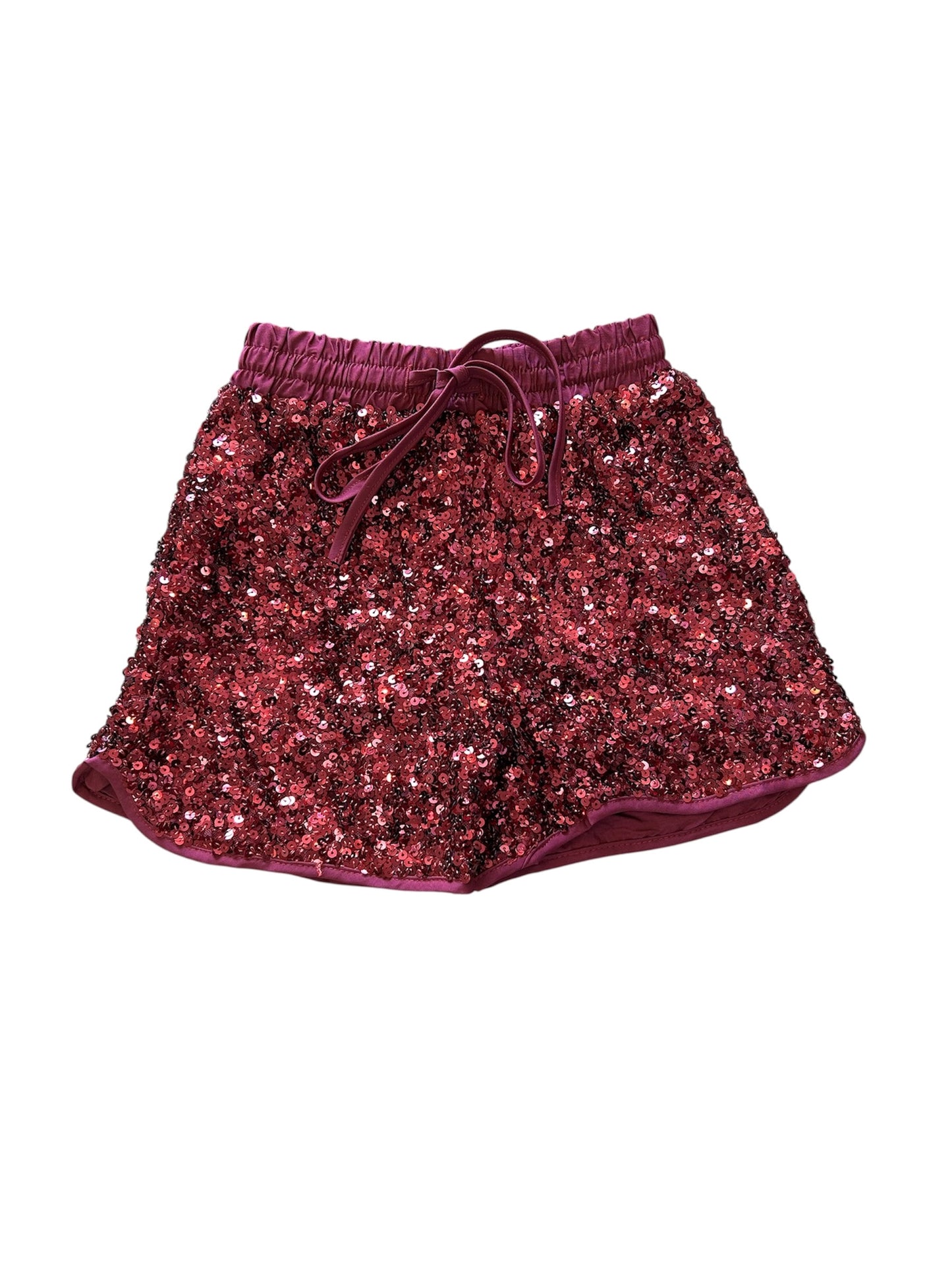 Burgandy Sequin shorts