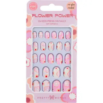 Kid Flower power press on nails