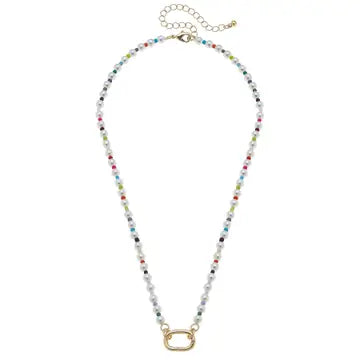 Maize rainbow pearl charm necklace