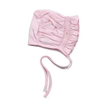 Pink hand Smocked pima bonnet