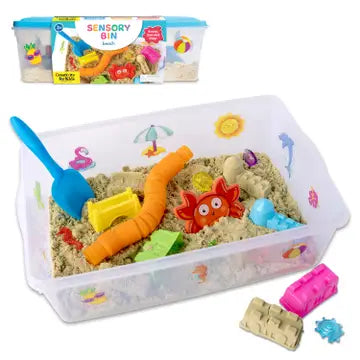 Beach sensory bin