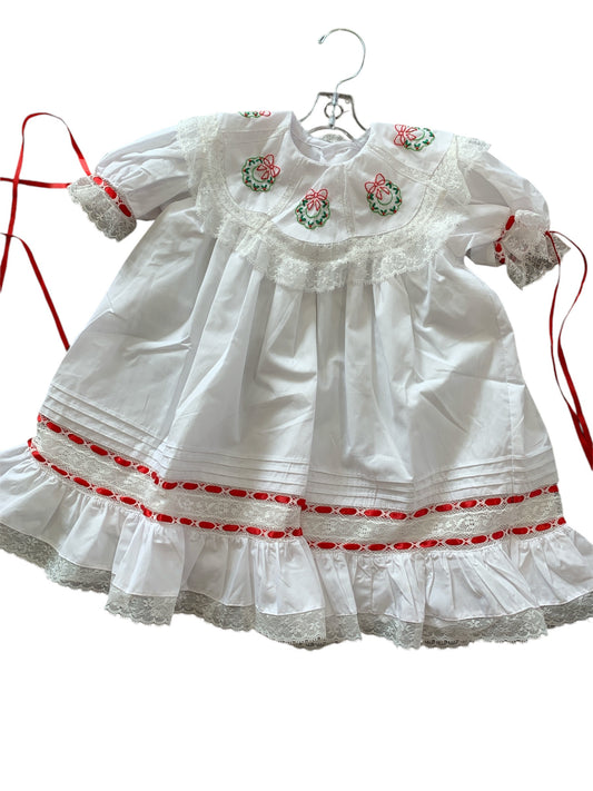 Christmas Wreath Embroidered Collar Lucille Dress