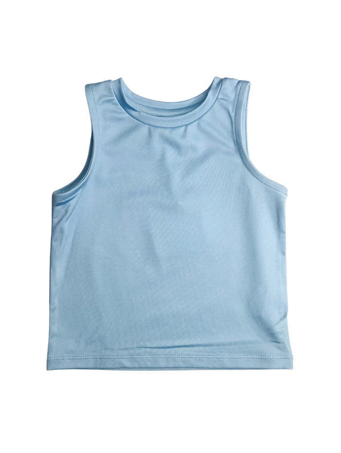 blue tank top