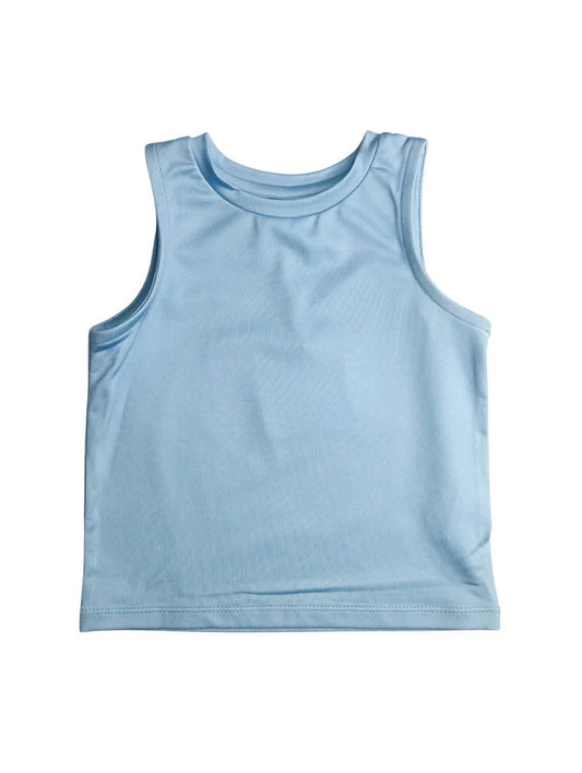 blue tank top