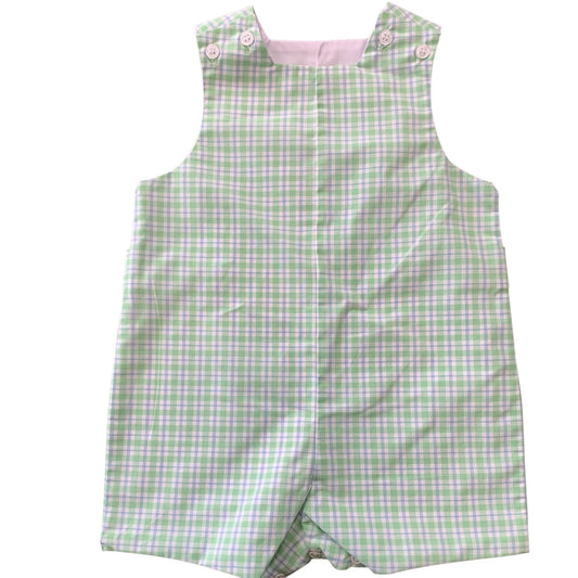 Green plaid John john short with tab