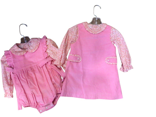 Pink Corduroy Jumper with Liberty Blouse