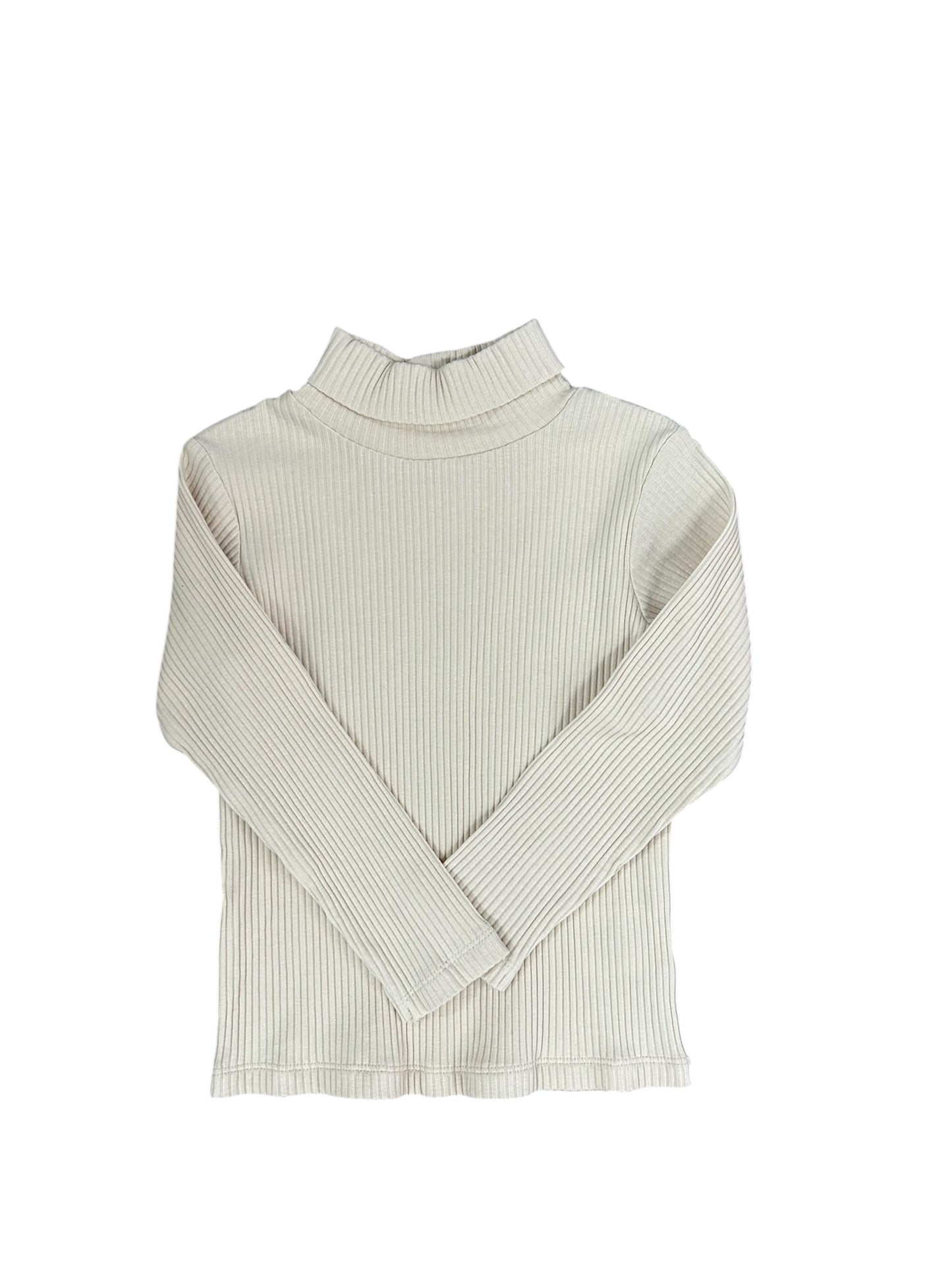 Ribbed Turtleneck-Beige