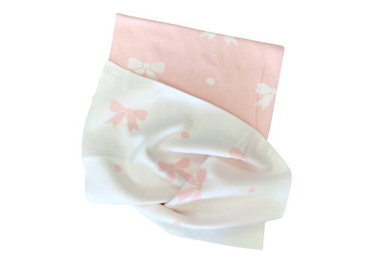Pink and White Bow Reversible Blanket