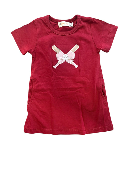 Bow with bats maroon dress