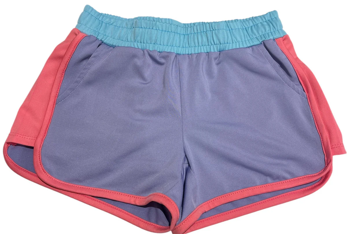 Purple color block shorts