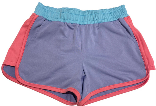 Purple color block shorts